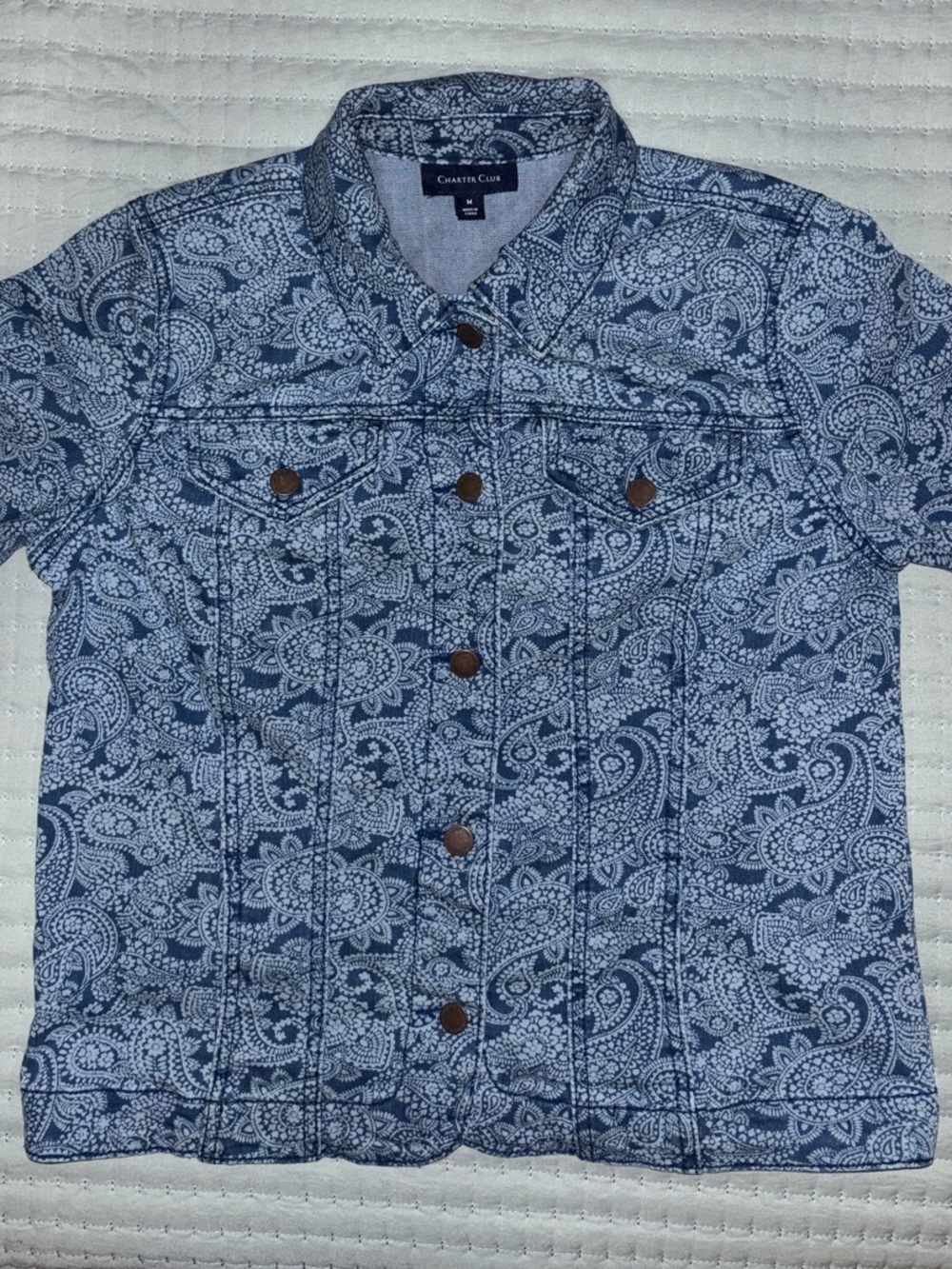 Charter Club Women’s Paisley Button-Front Casual Shirt-Jacket - Medium